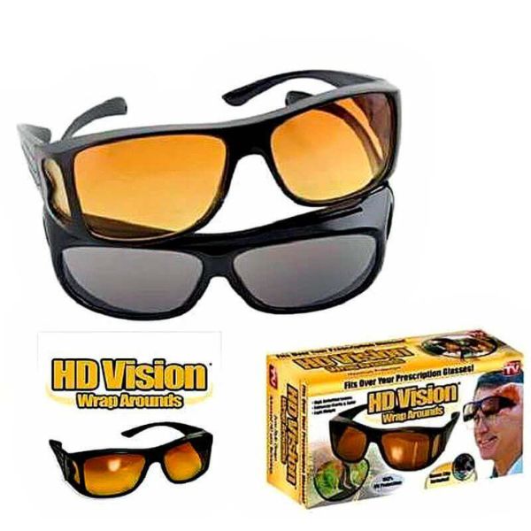 2pcs HD Vision Wraparound Day & Night Driving Glasses / Sun Glass Night HD vision Glasses set For Driving Vehicle & Bike Riding / HD Night Day Vision Driving Wrap Around Anti Glare Sunglasses"